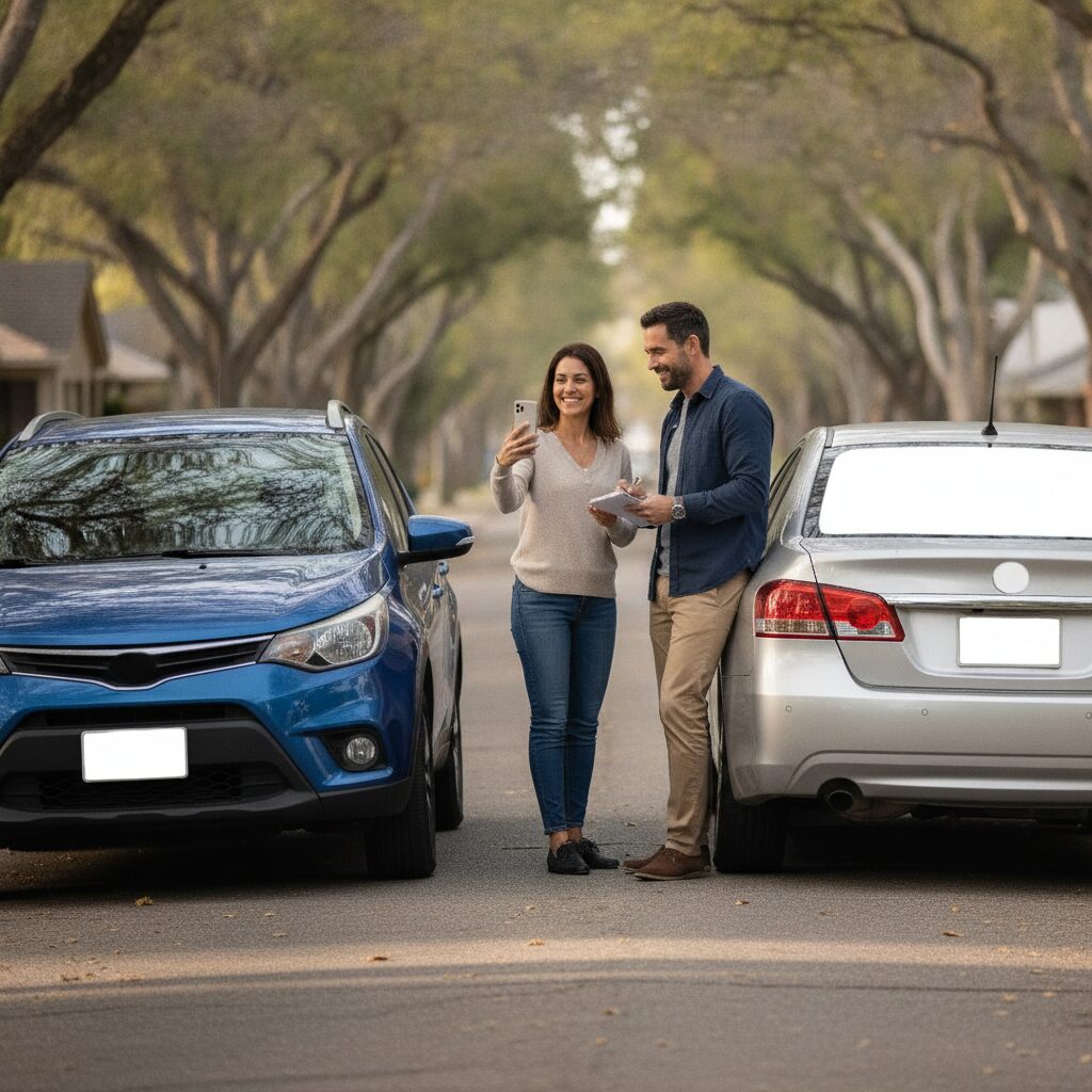 Two cars after a fender-bender as insurers sort out who pays — subrogation explained by InsureToday24, insuretoday24.com